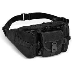 Fanny Pack Waterproof 5 Kabatas ar rāvējslēdzējiem Fanny Pack Fanny Pack āra pārgājieniem kempingiem kāpšanai pārgājieniem medībām Melnas ceļojumu mugursomas, melnas, ceļojumu mugursomas