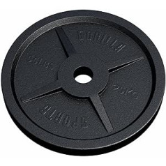 GORILLA SPORTS® Olympia svara šķīvji - 1,25 kg, 2,5 kg, 5 kg, 10 kg, 15 kg, 20 kg, 25 kg, 30 kg svari, 50 mm urbums, čuguns, viens / komplekts - svara šķīvju komplekts, hanteles