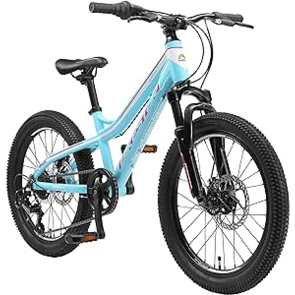 Bikestar alumīnija kalnu velosipēds, jauniešu velosipēds, 20 collas, no 6 līdz 9 gadiem, Hardtail | 7 ātrumu Shimano pārnesumi, disku bremzes, piekares dakša | Bērnu velosipēds