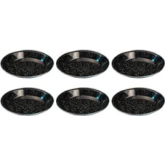 Direct 2 Boater Camping Tableware Plates 10 Inch Set of 6 Black Enamel Finish for Camping Hiking Picnic