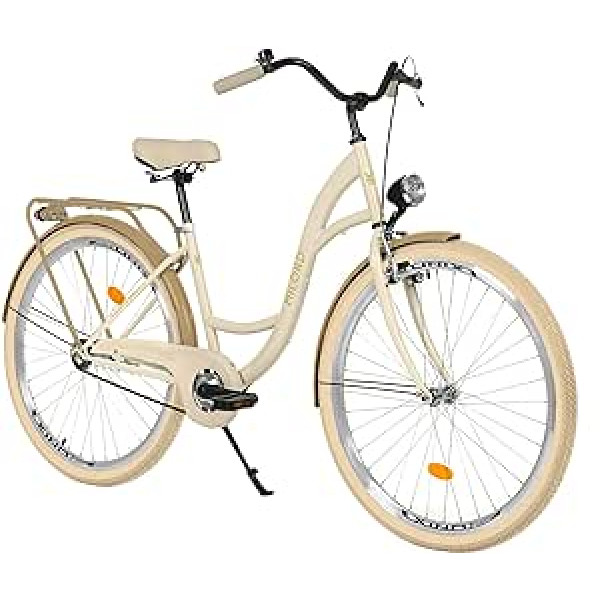 Komforta velosipēds pilsētas velosipēds retro vintage sieviešu divriteņu holandiešu velosipēds, 26 collas, krēmkrāsas/brūns, 1 ātrums