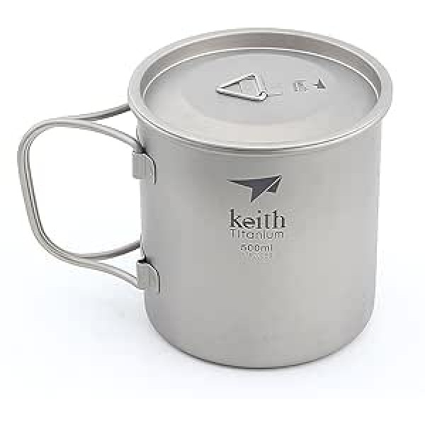 Keith 300ml / 900ml Titanium Cup Outdoor Tableware Camping Travel Foldable Handle Cup (500ml)