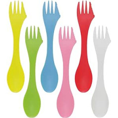 HONBAY 6 pieces colourful BPA-free Tritan Sporks versatile 3-in-1 utensil spoon, fork and knife combo flatware for outdoor activities