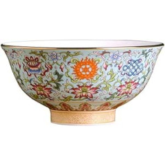 Servēšanas trauki, graudaugu bļodas, keramikas bļoda* Antīka pils stila porcelāna rīsu bļoda, putras bļoda, zupas bļoda, 14 cm, 5,5 collas, emaljas krāsa, Tibetas labvēlīgo astoņu dārgums