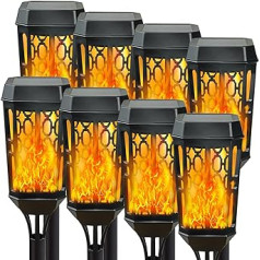 2024 New Version 8 Pack Solar Torch Light with Flickering Flame, Upgraded Solar Flame Torches for Garden Decoration, Waterproof Solar Outdoor Lights for Yard, Patio, Outdoor, Path,