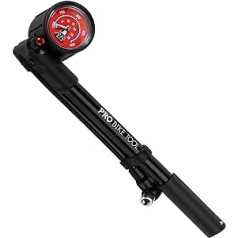 Pro Bike Tool velosipēda amortizatoru sūknis MTB, šosejas velosipēdiem un motocikliem, spiediena mērītāja augstspiediena sūknis līdz 300 PSI/20 bāriem piekares dakšai un amortizatoram, augstspiediena piekares dakšu sūknis un amortizators