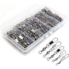 200pcs Barrel Snap Swivel Fishing Accessories, Premium Fishing Equipment Equipment with Ball Bearing Swivel Snaps Connector for Quick Connect Fishing Lure