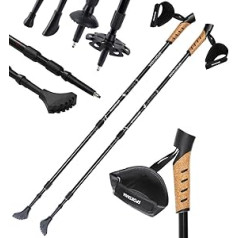 Sportana Nordic Walking Poles, Telescopic Trekking Sticks, 250 g/Pole, Anti-Shock Suspension, 12 Attachments, grey