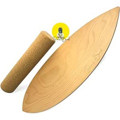 Dans Board® - Balance Board (Project Black) | Perfect Rocker Profile / Gun Shape | Set of Board & Roll | Surf Balance Board 100% Wood, Cork | 100% Fun Factor