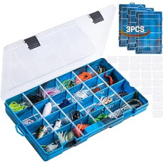 3 x Goture žvejybos reikmenų dėžutė – Plastikinis masalų dėklas, skirtas naudoti lauke – Neperšlampamas nešiojamasis laikymo konteineris su 24 skyriais