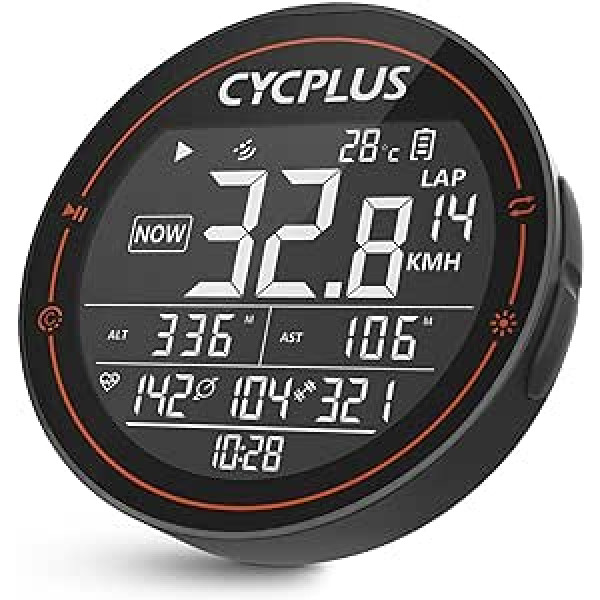 CYCPLUS velo dators GPS velo spidometrs bezvadu, ūdensizturīgs IPX6 velo dators ANT+ bezvadu velo dators, šosejas velo Bluetooth 5.0 un odometrs, savietojams ar Strava