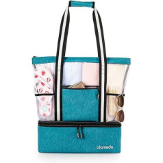 Alameda Mesh Tote Beach Bag - Cooler Bags Insulated for Travel, Zip Top High Capacity Beach Pool Bag