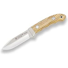 Joker Teckel CO84 Mountain Knife with Sheath, Stainless Steel Ferrule, Olive Wood Handle and Blade 9.5 cm, Total 20.5 cm, Fishing Tackle, Hunting, Camping and Hiking