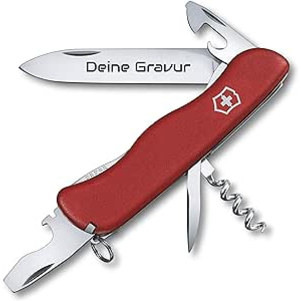 Victorinox Pocket Knife Picnic with Desired Engraving on the Blade I Gift for Men Women I for Birthday I Swiss Army Knife Personalised with 11 Functions 0.8353