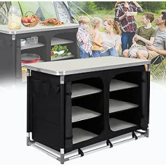 HENGMEI Outdoor Küche Campingküche Klappbar Campingschrank Mobile Außenküche mit Transporttasche