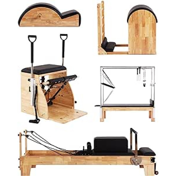 AMCOIN Pilates Studio Package Premium One-to-One Pilates Reformer, Pilates Cadillac, Pilates Stabiliser Chair, Pilates Spinal Corrector and Wanda Chair