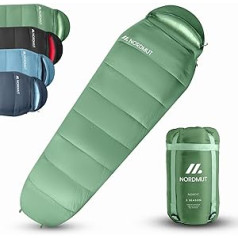 NORDMUT® Sleeping Bag 3 Seasons [300 GSM] Ultralight and Compact | Outdoor Sleeping Bag | Sleeping Bag Can Be Combined | Mummy Sleeping Bag [1600g] Ideal for Outdoor, Camping, Trekking and Travel