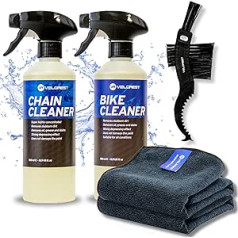 Velorest - Bike Clean Bundle - Velosipēdu tīrīšanas komplekts - 2 x 500 ml - Ķēdes tīrīšanas līdzeklis Velosipēda ķēde - Velosipēdu tīrīšanas aerosols - Ķēdes aerosols - Velosipēdu tīrīšanas līdzeklis - Noņem spēcīgākos netīru