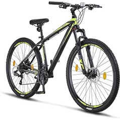 Licorne Bike Diamond Premium kalnu velosipēda alumīnija velosipēds zēniem, meitenēm, vīriešiem un sievietēm - 21 ātruma pārnesums - Disku bremzes vīriešu velosipēds - Regulējama priekšējā dakša 26, 27,5 un 29 collas