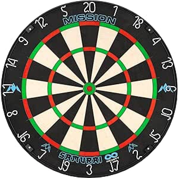 Mission Darts Samurai Infinity Professional Competition Standard Dartboard ar īpaši plānas naža dzīvības stieples konstrukciju un melnu gredzenu DB058