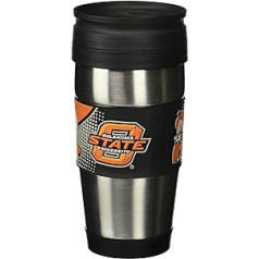 NCAA Oklahoma State Cowboys Stainless Steel ceļojumu krūze ar 3D logotipa iesaiņojumu, 15 unces, sudraba