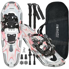 Lightweight Snow Shoes for Women, Men, Teens, Kids, Aluminium All Terrain Snow Shoes with Adjustable Trekking Poles and Heavy Duty Carry Bag, 14