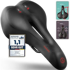 Impact® ComfortFit - Ergonomisks velosipēda sēdeklis ar mīkstiem gēla ieliktņiem un atmiņas putām, pateicoties dinamiskai pneimatiskajai balstiekārtai - inovatīvi velosipēdu sēdekļi vīriešiem ērti - velosipēdu sēdekļi sievietēm