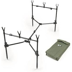 Zite Fishing Rod Pod Compact - Rod Holder Fishing Rods Carp Fishing - Rod Stand Small Transport Size with Fishing Stand Transport Bag