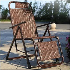 EVURU Tables and Chairs Handwoven Rattan Folding Chair for Lunch Break Rattan Chair for Home Balcony Backrest Nap Chair Portable Recliner Chair for Living Room Adjustable