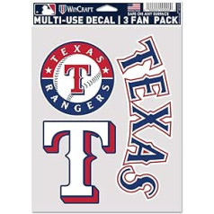 WinCraft MLB Texas Rangers uzlīmes daudzfunkcionāli fani, 3 komplekti, komandas krāsas, viens izmērs