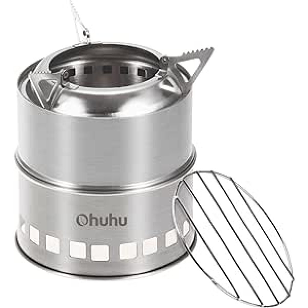 Hobo Stove Camping Outdoor Stove Wood Stove Stainless Steel with Carry Bag for BBQ Picnic Hiking Travel