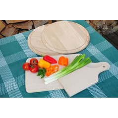 Feta Doner Langos Pide-Naan Serving Board with Round Wooden Board Natural Birch Large Wood with Round Groove 2 x Round Each Approx. 25 cm + 2 x Round