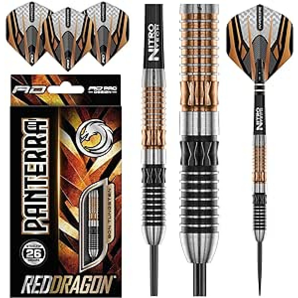 RED DRAGON Panterra Premium Tungsten Steeltip šautriņu komplekts ar lidojumiem un kātiem