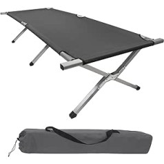 Montafox Folding Camping Bed Aluminium 190 x 64 x 41 cm Sturdy Aluminium Camping Bed 150 kg Load Capacity Portable Comfortable Travel Lounger Guest Bed Foldable