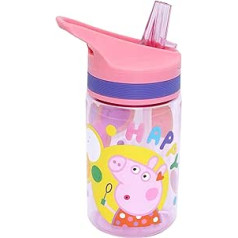 400 ml „Peppa Pig School“ vandens butelis netoksiškas „Tritan“ 100% BPA neturintis sportinis vandens butelis su šiaudeliu, skirtas treniruoklių salei, lauko treniruotėms, dviračių sporto biurui