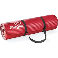 Meglio neslīdošs jogas paklājiņš - Pilates paklājiņš - 10 mm biezs NBR putas - jogai, pilates, fitnesa treniņiem un meditācijai - pieejams 4 bezmaksas pārnēsāšanas siksniņās