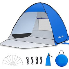 Glymnis Beach Shelter Pop Up Beach Tent Beach Tent with Zip Door UV Protection 50+ Wind Protection Small Pack Size Blue Beach Tent