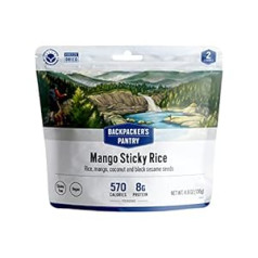 Backpacker's Pantry Mango Sticky Rice | Sasaldē kaltēta pārtika mugursomām un kempingiem | Ārkārtas pārtika | 10 grami proteīna, vegāns, bez lipekļa | 1 gab