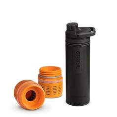 Grayl UltraPress āra un ceļojumu ūdens filtrs 150 l ūdens filtra kasetnei, maināma vāka melna ar 2 rezerves filtriem