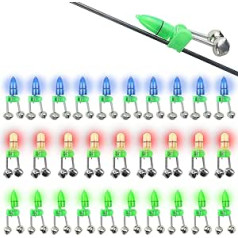 HLOGREE LED Fishing Rod Bait Alarm Bell 30pcs/40pcs with Double Ring Bells Fishing Alarm Portable Fishing Accessories Bait Alarm Bell Rod Clip Tip for Fishing