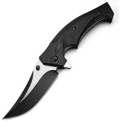 LIUS GROUP Pocket knife, lightweight folding knife, foldable metal EDC knife, small outdoor knife, survival steel knife, black, G10 one-handed knife, multi camping knife, hunting knife, sharp