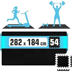 eyepower 5,2 m² Grīdas aizsardzības paklājs Fitness - 54 grīdas plāksnes 30 x 30 cm - Homegym fitnesa paklājs - grīdas paklāji Sporta zāles fitnesa aprīkojuma izolācijas paklājs skrejceliņa velosipēda airēšanas mašīnai Cross Trainer