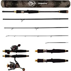 Rigged un gatavs Predator Baitcaster Spin Travel Makšķere ar Micro Trigger Baitcast Spinning Rod + 2 uzgaļi 220 + 185cm 0-30 20-80g Bait Casting