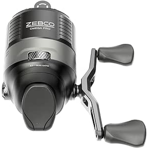 Zebco Omega Pro Spincast makšķerēšanas spole, 7 lodīšu gultņi (6 + sajūgs), tūlītēja atpakaļgaitas bloķēšana ar gludu trīskāršu kameru, regulējama disku bremze, jaudīgi metāliski zobrati