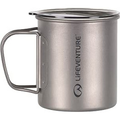 Lifeventure Super Lightweight Titanium Insulated Mug with Lid and Folding Handle Ideal for Camping or Travel