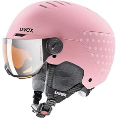 uvex Rocket Jr Visor, slēpošanas ķivere bērniem ar vizieri, individuāla izmēra regulēšana, rozā konfeti matēts, 54-58 cm