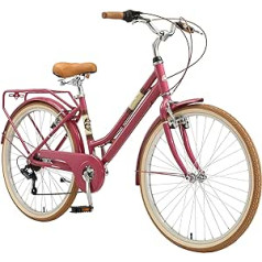 BIKESTAR Aluminium City Bicycle 26/28 Inch, 16/18 Inch Frame, 7 Speed Shimano Women's Bike, Dutch Bike, Retro Bike with V-Brake and Pannier Rack