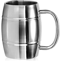 com-four® Stainless Steel Mug XL – Stainless Steel Beer Mug – Stainless Steel Cup – Camping Mug Double-Walled and BPA-Free