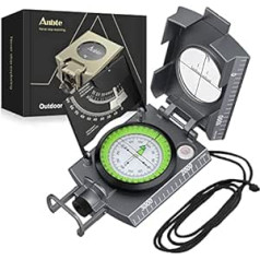 Anbte Kompass Militär Marschkompass mit Klinometer IP65 Wasserdicht Professioneller Navigation Compass mit Tragetasche Compass für Jagd Camping Wandern Outdoor-Aktivitäten (Schwarz)