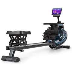 Capital Sports Home Rowing Machine with Water Resistance, Rowing Machine Foldable, Rowshaper up to 150 kg, Waterrower with 80 cm Aluminium Slide, 6 Levels/Max. 14 L or 8 Levels/Max. 13 L
